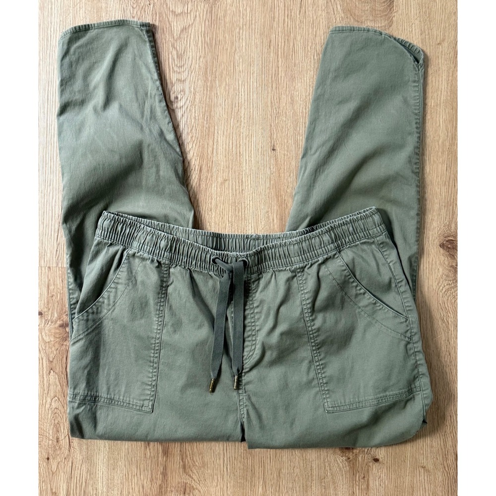 LL Bean Women's Vista Camp Crop Ankle Pants Olive Green Tencel Blend Size L Reg